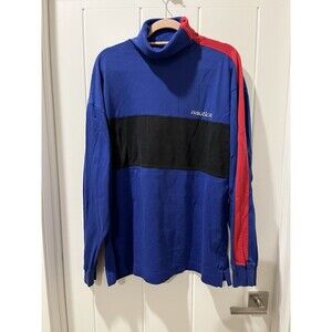 Vintage 90s Nautica Mens XL Faded Spell Out Color Block Turtleneck Shirt